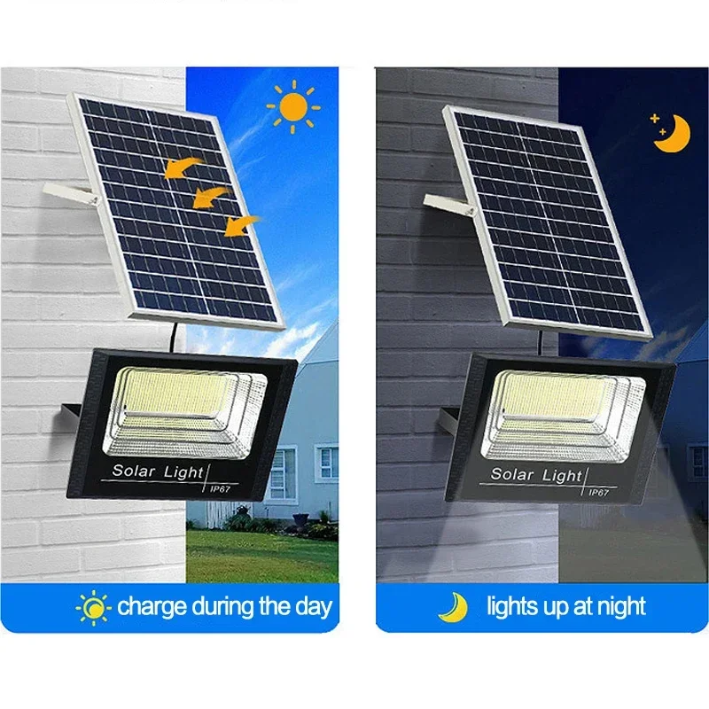 Luces de inundación solares para exteriores, 50w, 100w, 200w, 300w, 500w, foco LED alimentado por energía Solar, Reflector Solar impermeable con Control remoto