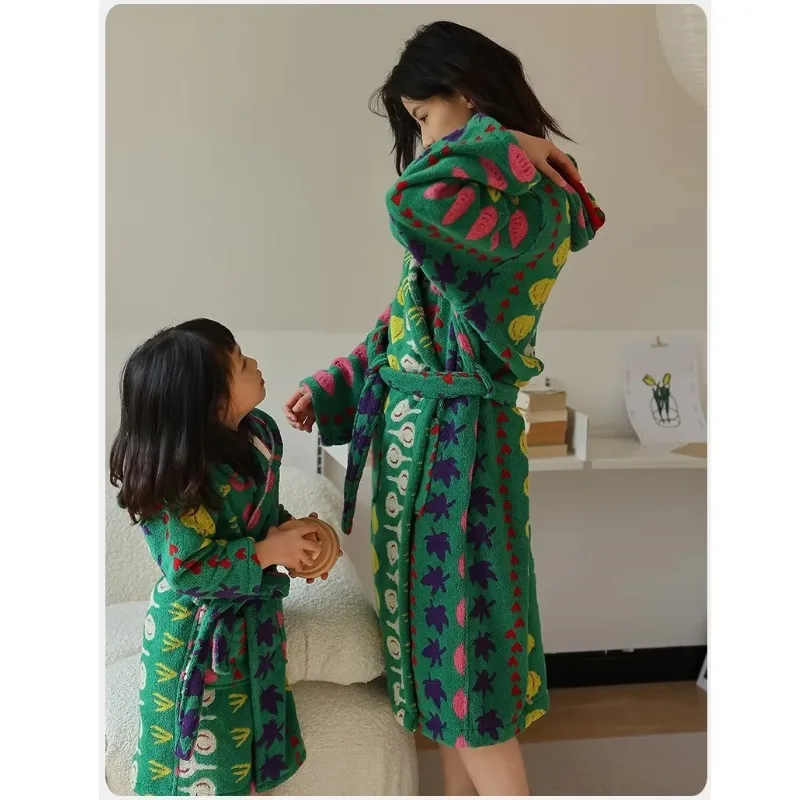 

high quality deluxe bathrobe children's woven hooded towel bathrobe