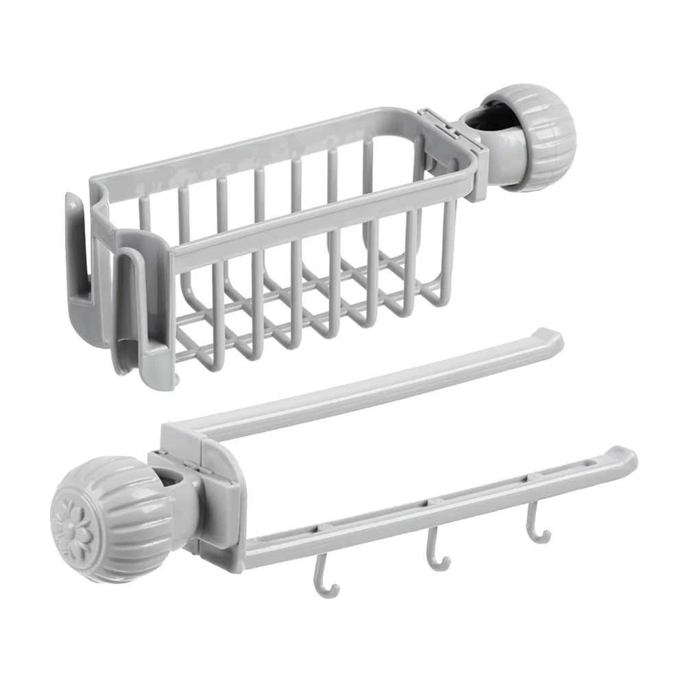 

2pcs Rack Kitchen Sink Sponge Holder Faucet Storage Adjustable Dishcloth Sponge Holder Organizer Easy Install