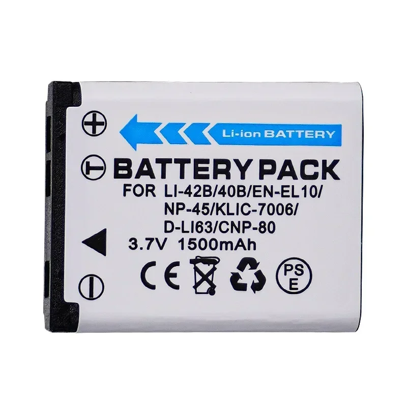 1500 mAh 3,7 V EN-EL10 Li-42B Li-40B NP-45 NP-42 CNP-80 D-LI63 Kamera-Akku für Fuji