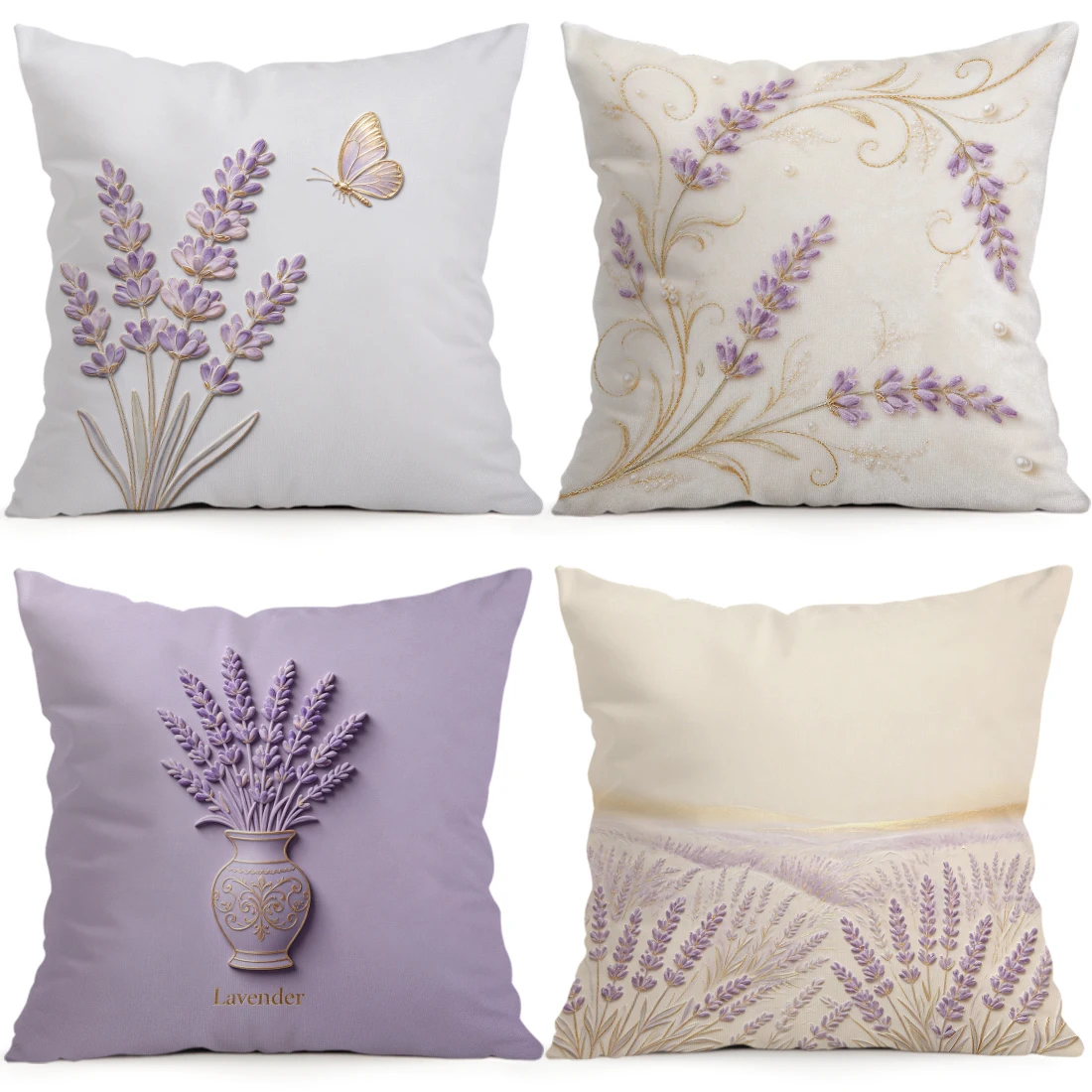 Embossed Gilded Lavender Pillowcase Printed Polyester 40/45/50cm Throw Pillowcover Decorative Sofa Cushion Pillowslip Home Decor