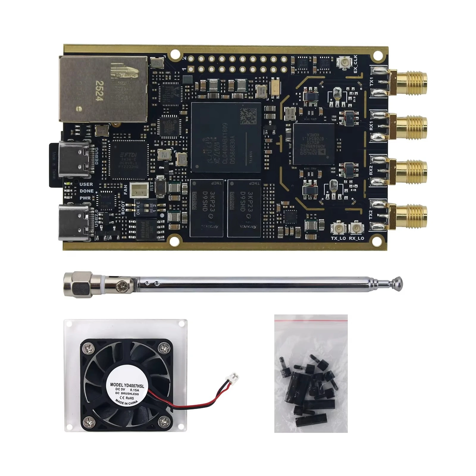 HamGeek 70MHz-6GHz Zynq7020+AD9363 SDR Software Defined Radio Development Board with Cooling Fan for Pluto SDR MATLAB