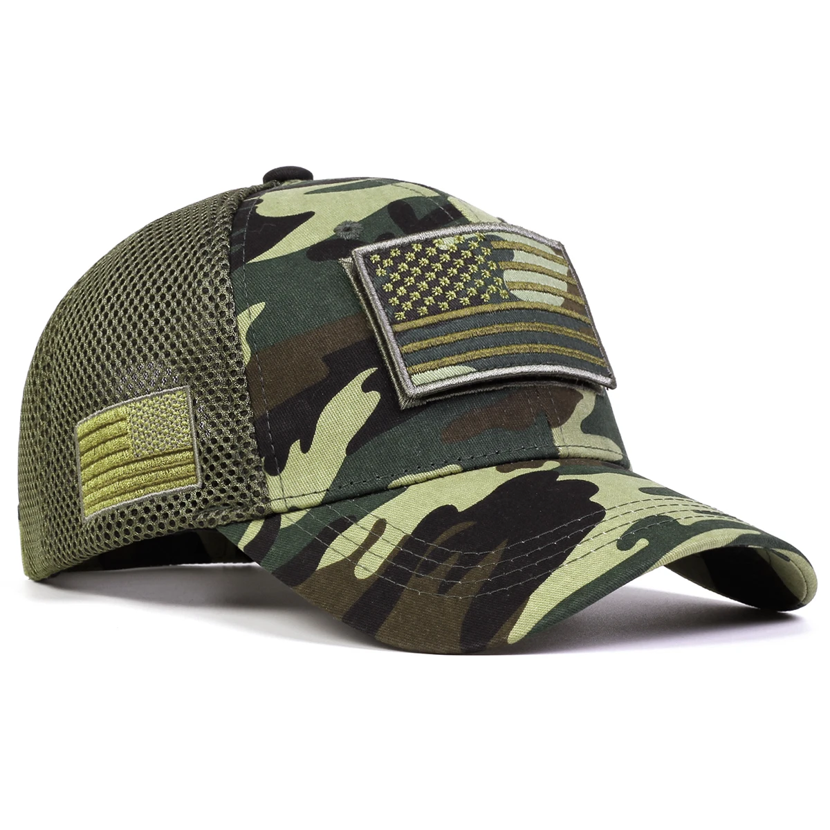 Unisex American Flag Sticker Baseball Net Caps Spring and Summer Outdoor Adjustable Casual Hats Sunscreen Hat