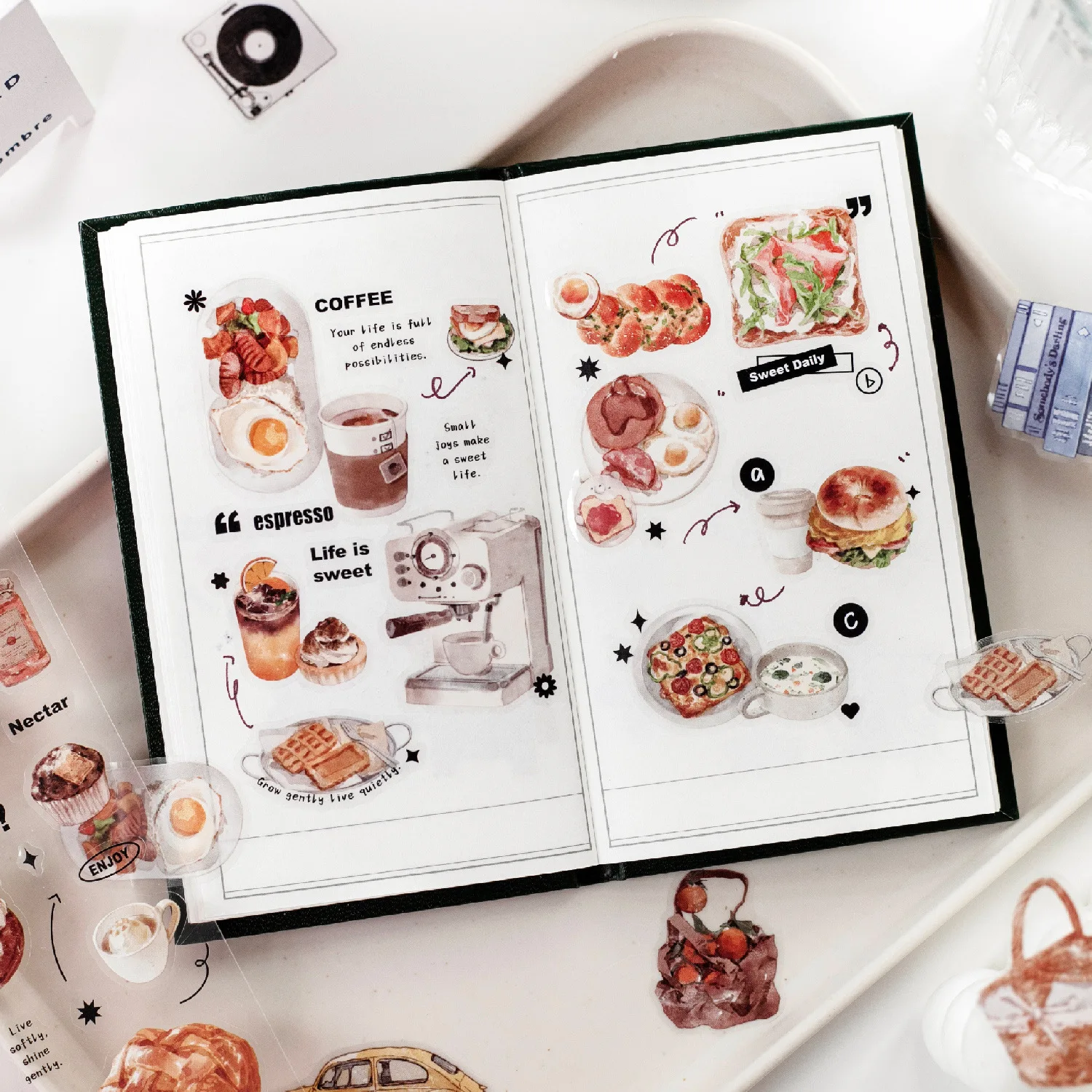 4Pcs Tea Time Series Flat Account Stickers INS Life Journal DIY Decoration Supplies 6 Styles Kawaii Stickers