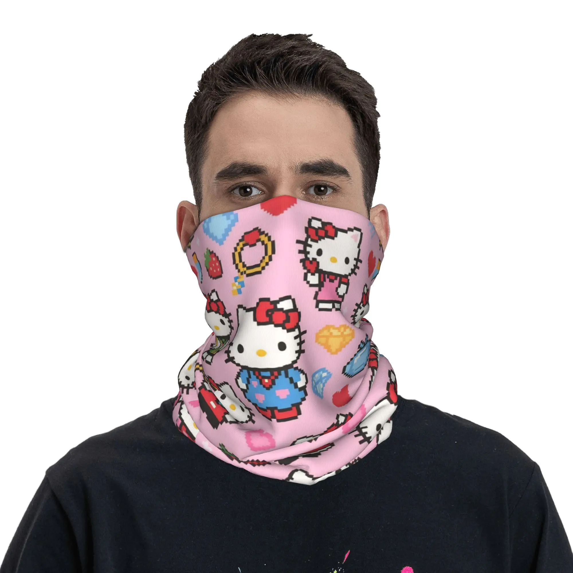 لطيف مرحبا كيتي باندانا الرقبة الجراب المطبوعة أقنعة وشاح سحري متعدد الوظائف الدراجات الصيد للجنسين الكبار يندبروف #5