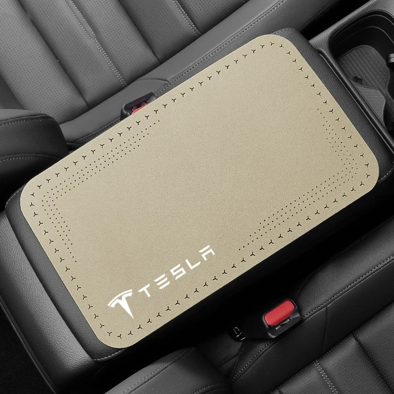 Car Armrest Pad Auto Storage Box Cover Protective Mat For Tesla Model 3 Model S X Model Y Roadster SpaceX Interior Accessories