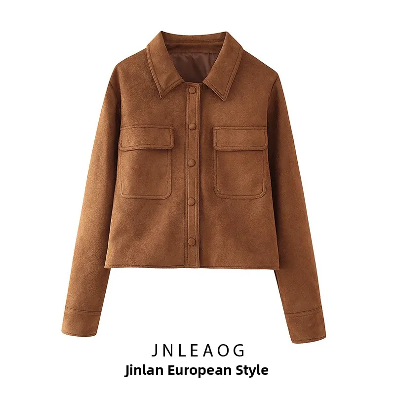 JNLEAOG Autumn New Faionable Casual Suede Jaet Women's Outerwear Design Sense Versatile Comfortable Polyester Fabric