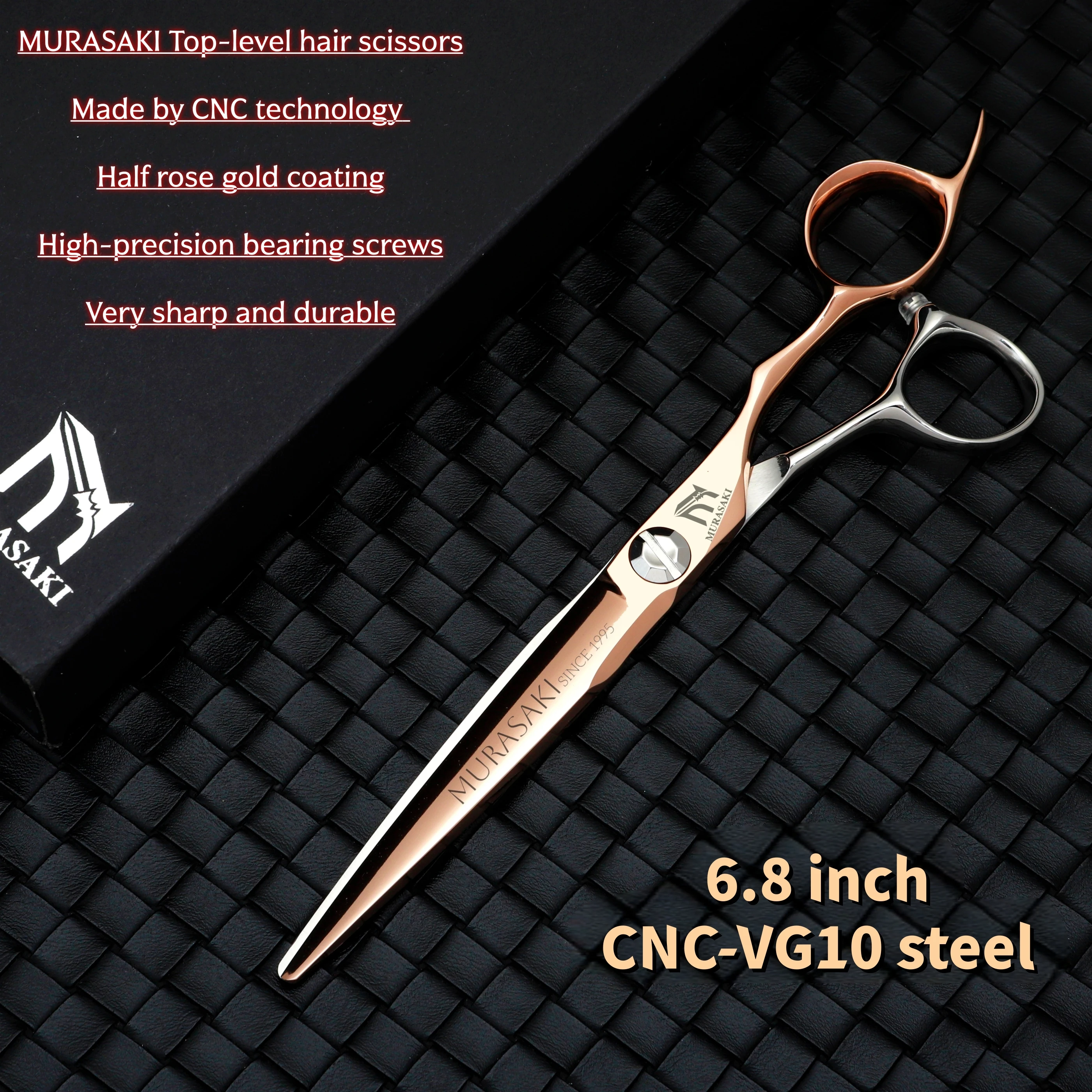 Top-level VG10 Cobalt Steel Hairdressing Scissors, 5.7-6.3-6.8 inch Hair Cutting Shears, Rose Gold Coating Barbershop Accessorie