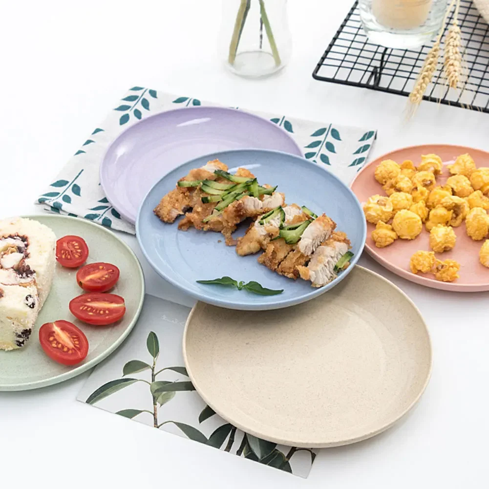 5Pcs Dinner Dishes Wheat Straw Dinner Plates Set Eco Friendly Full Tableware Of Plates Set Kitchen Accessories Plates Dinnerware