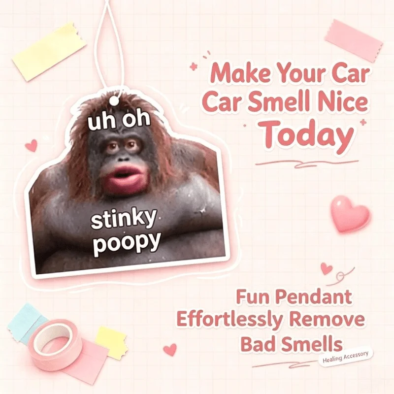 Car Air Freshener Funny Orangutan Meme Hanging Scent Card for Car Interior Decor Rearview Mirror Ornament Gift