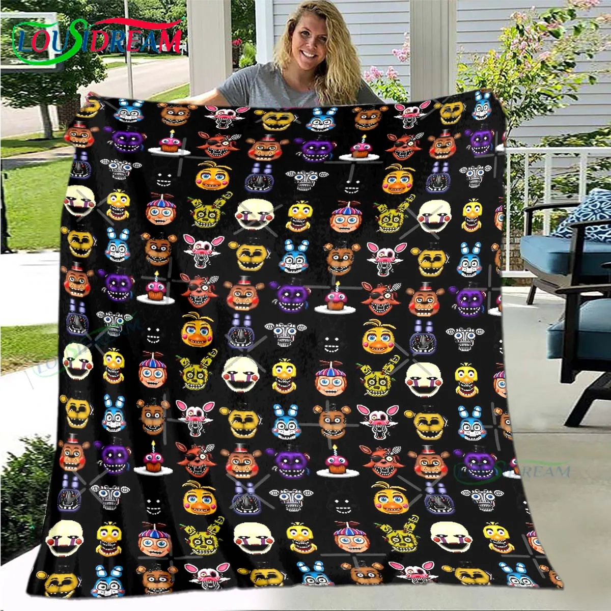 

Hot Horror Characters Pattern Blanket Flannel Thin Blanket Portable Home Travel Office Lunch Break Game Blanket Birthday Gift