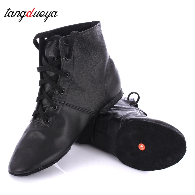 High Top Quality Dance Shoes Women Men Genuine Leather Black Ballet Shoes Sneaker Jazz Boots Plus Size Practice Dancing Shoes