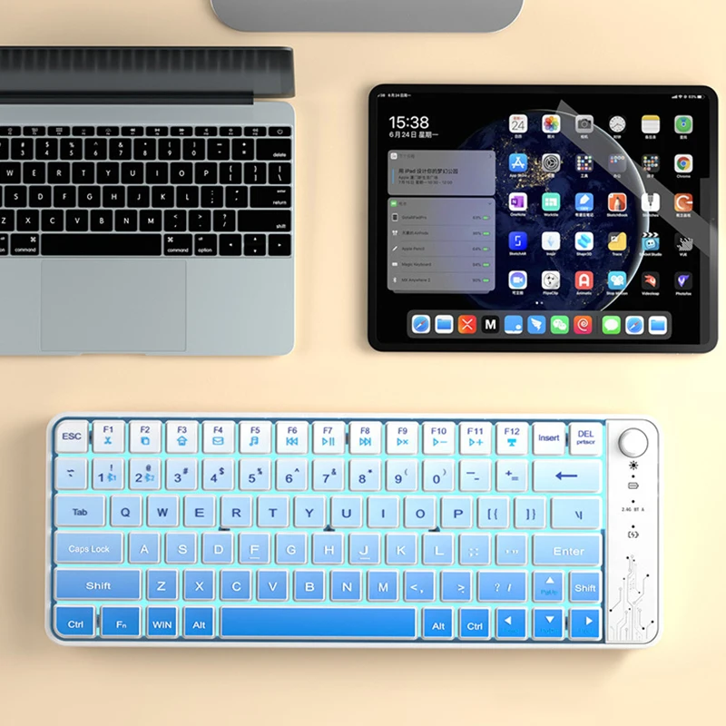 Silent 79Keys Wireless Keyboards With Adjustable Light Type-C Rechargeable For Laptop Computer PC Tablet 2.4G For Windows