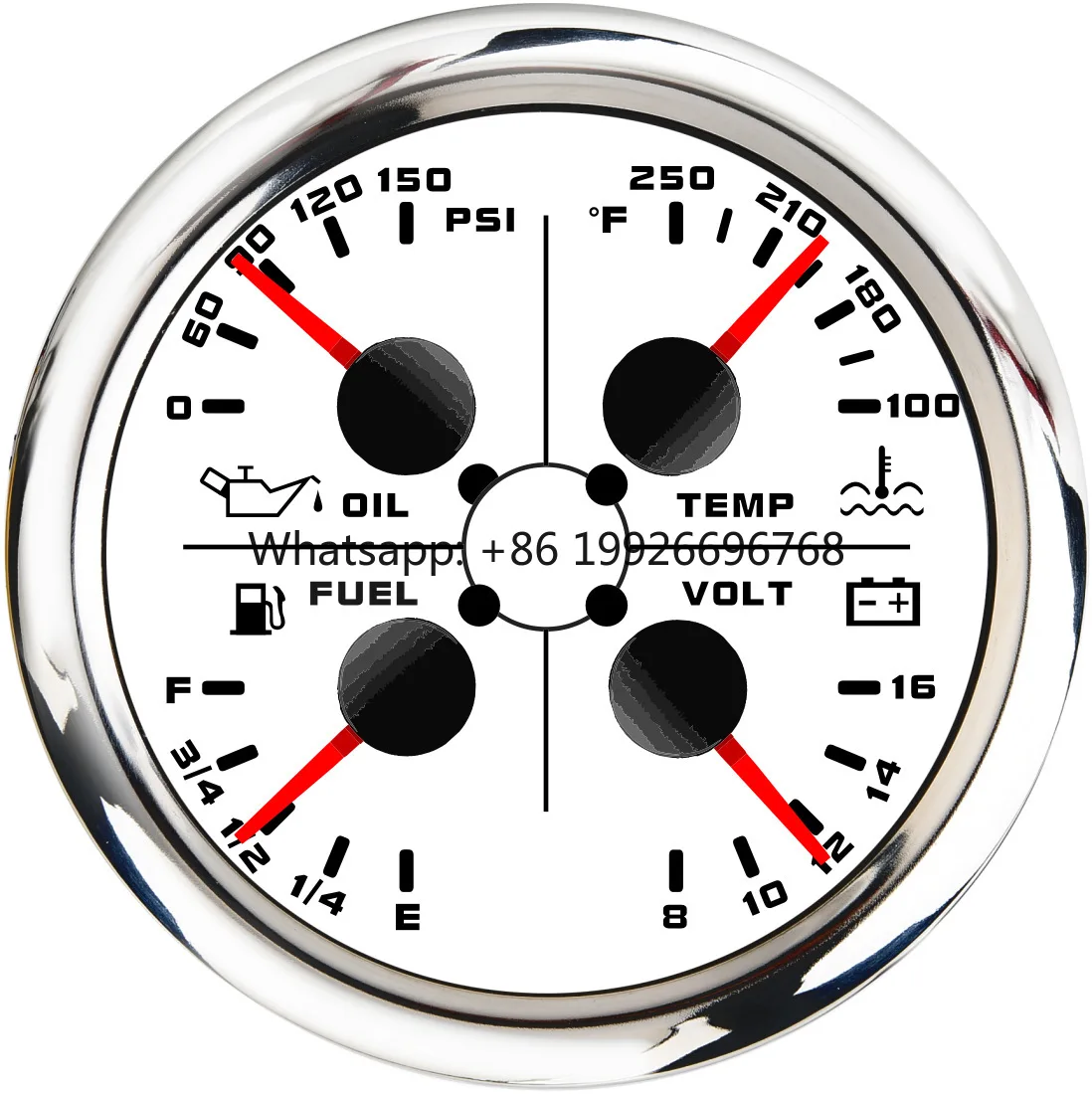

Многофункциональный прибор для измерения давления масла, уровня топлива, напряжения и температуры воды с предупреждением
