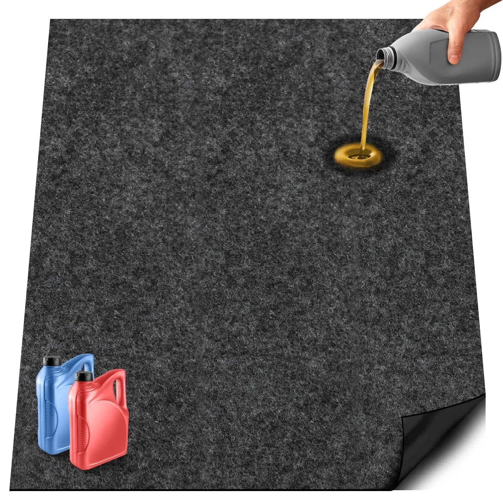 

60x72 Inch Garage Floor Mat Oil Spill Absorbent Mat Waterproof Rubber Backing