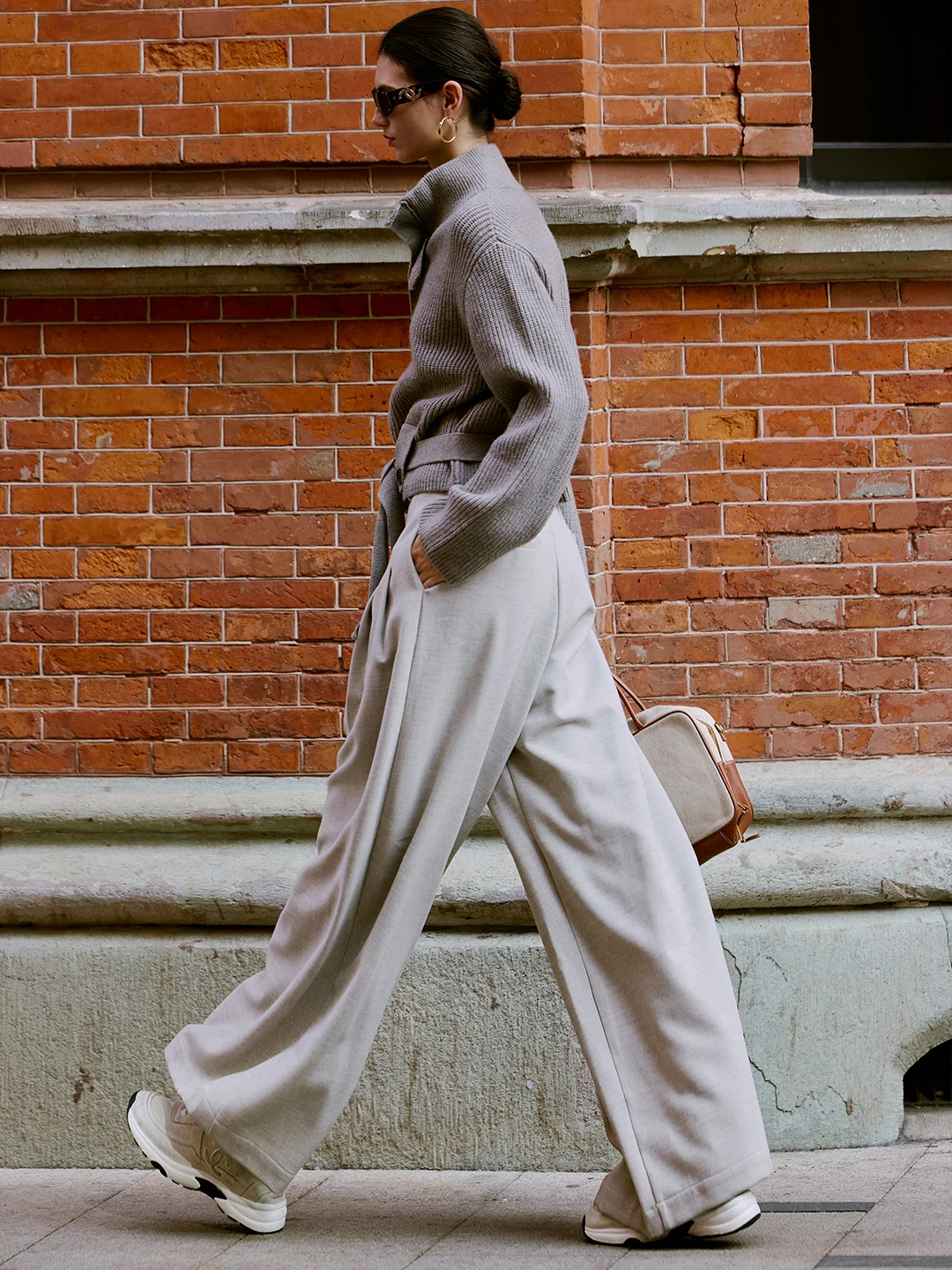 

Luna7xi High Waist Casual Trousers Women's Autumn Winter Draped Loose Floor-Length Pants Pleated Wide Leg Long Trousers