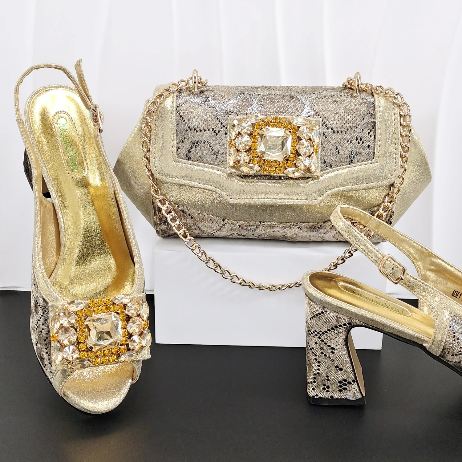 

Doershow African fashion Italian Shoes And Bag Sets For Evening Party With Stones gold Italian Handbags Match Bags! HW1-1