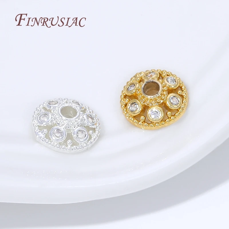 10/20 Stück 18K vergoldete Messing-Perlenkappen, Blumen-Perlenkappen für Schmuckherstellung, DIY-Halsketten- und Armband-Zubehör – Detail 18