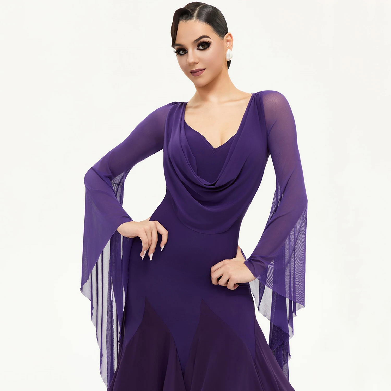2025 Purple Waltz Dance Dress Ballroom Dance Competition Dresses Women Adult Tango Dance Performance Dress Prom Clothing BL17117