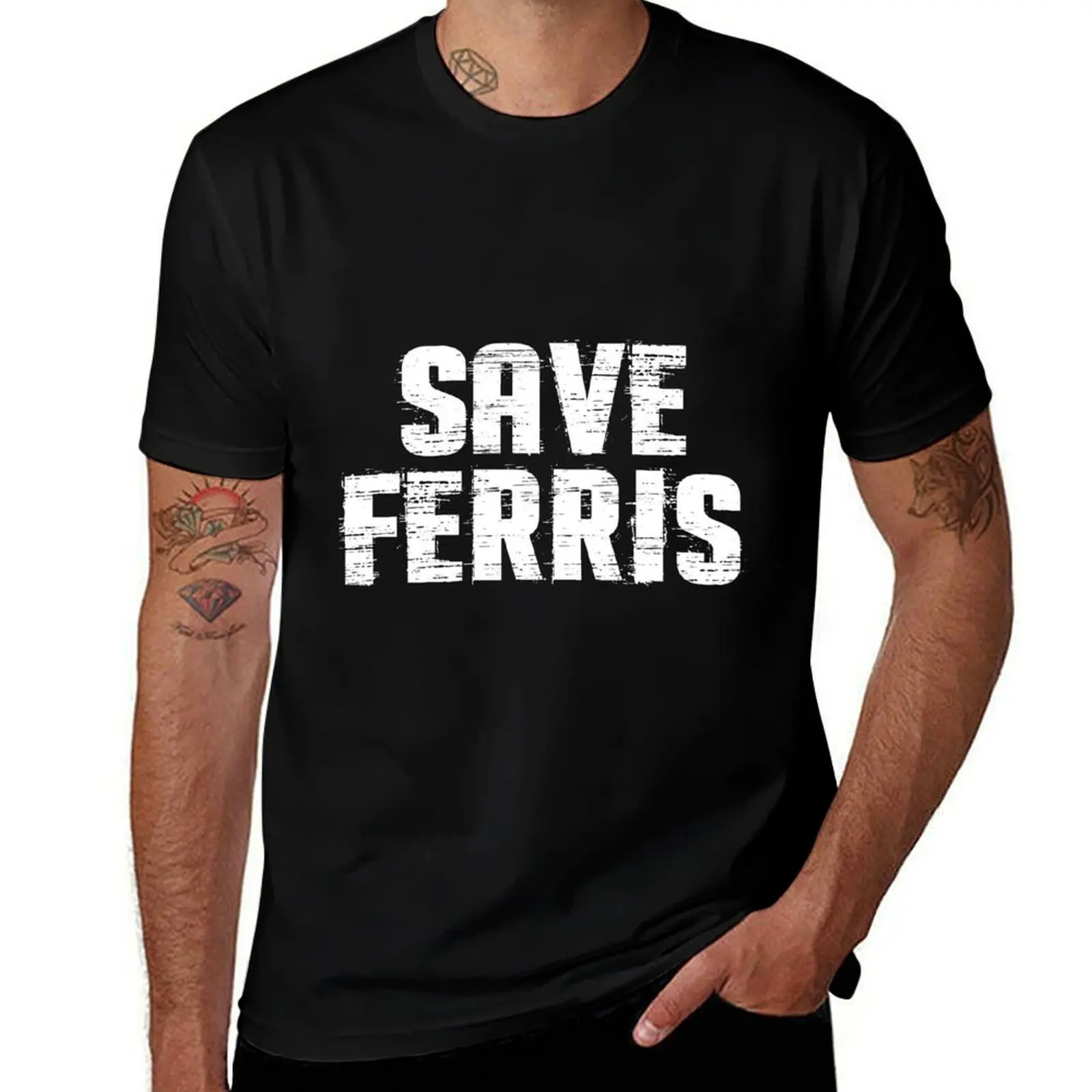 Save Ferris Distressed T-Shirt Plus Size Quick Dry Sports Tee T-Shirt