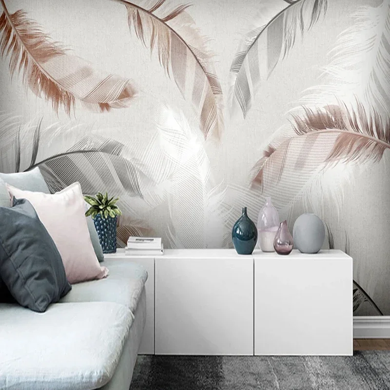 Custom Mural Wallpaper Modern Simple Abstract Watercolor Feathers Wall Painting Living Room Bedroom Art Home Decor Wallpapers 3D