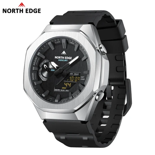 Imagen 2 del producto NORTH EDGE MERCURY reloj Digital militar para hombre cronómetro resistente al agua 50M relojes deportivos reloj de pulsera LED de hora mundial reloj para hombre