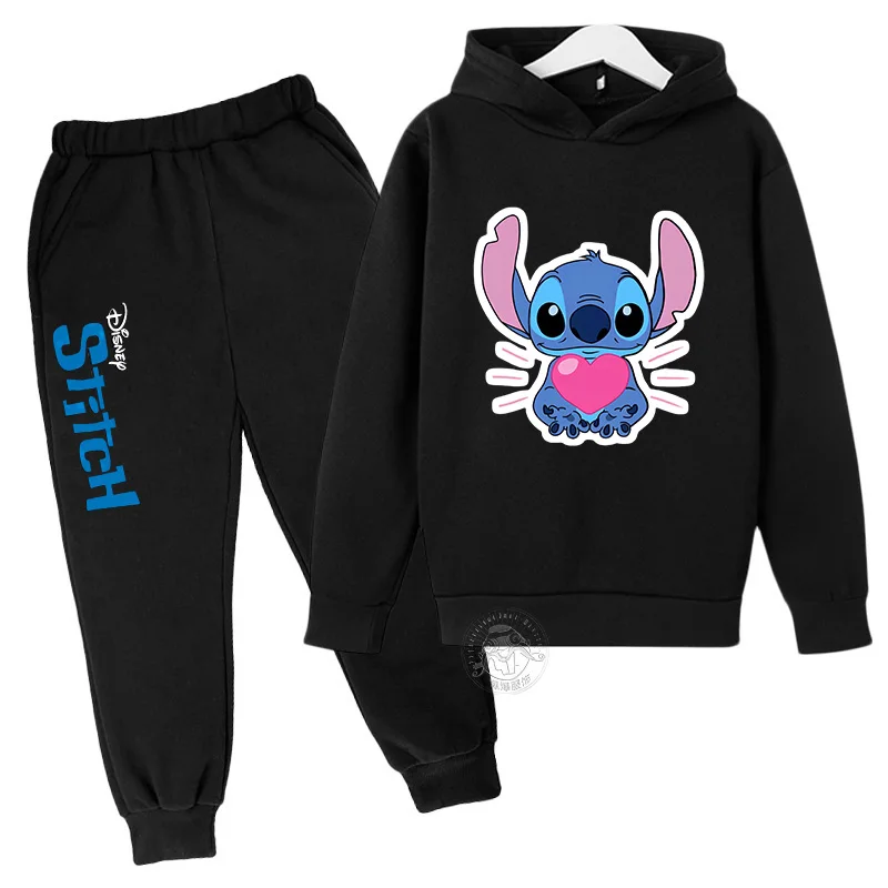 2 sets Stitched Hoodies Boys Girls Casual long-sleeved sweatshirts + pantsuits Hoodies for children 2-13 years old Kawaii