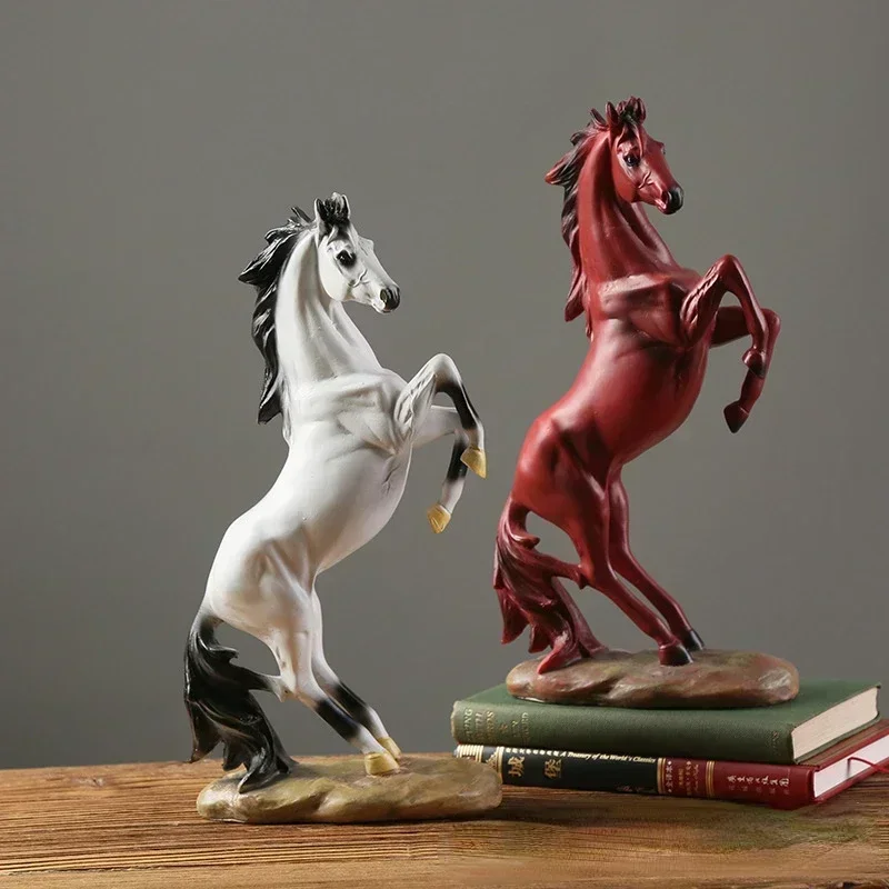 Standing Horse Resin Statue, Horse Art Figurine Decorative Home  Office Decor Ornaments Desk Bookshelf to Attract Luck and Wealt