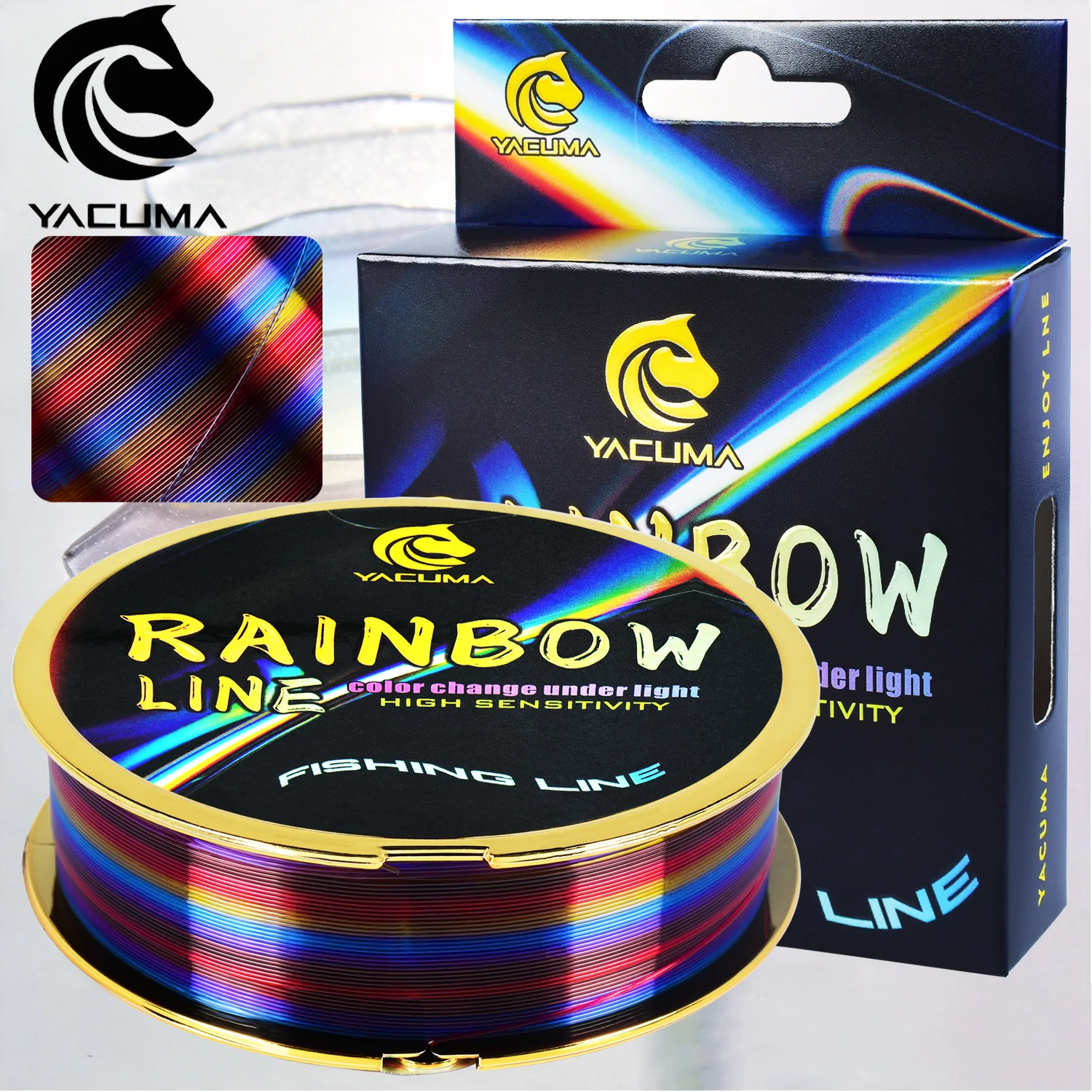 YACUMA 105M/114YDS Regenbogen-Monofilament-Angelschnur mit Fluorcarbon-Beschichtung, 5LB-37LB Stärke, Nylon-Angelschnur für alle Angler – Detail 1