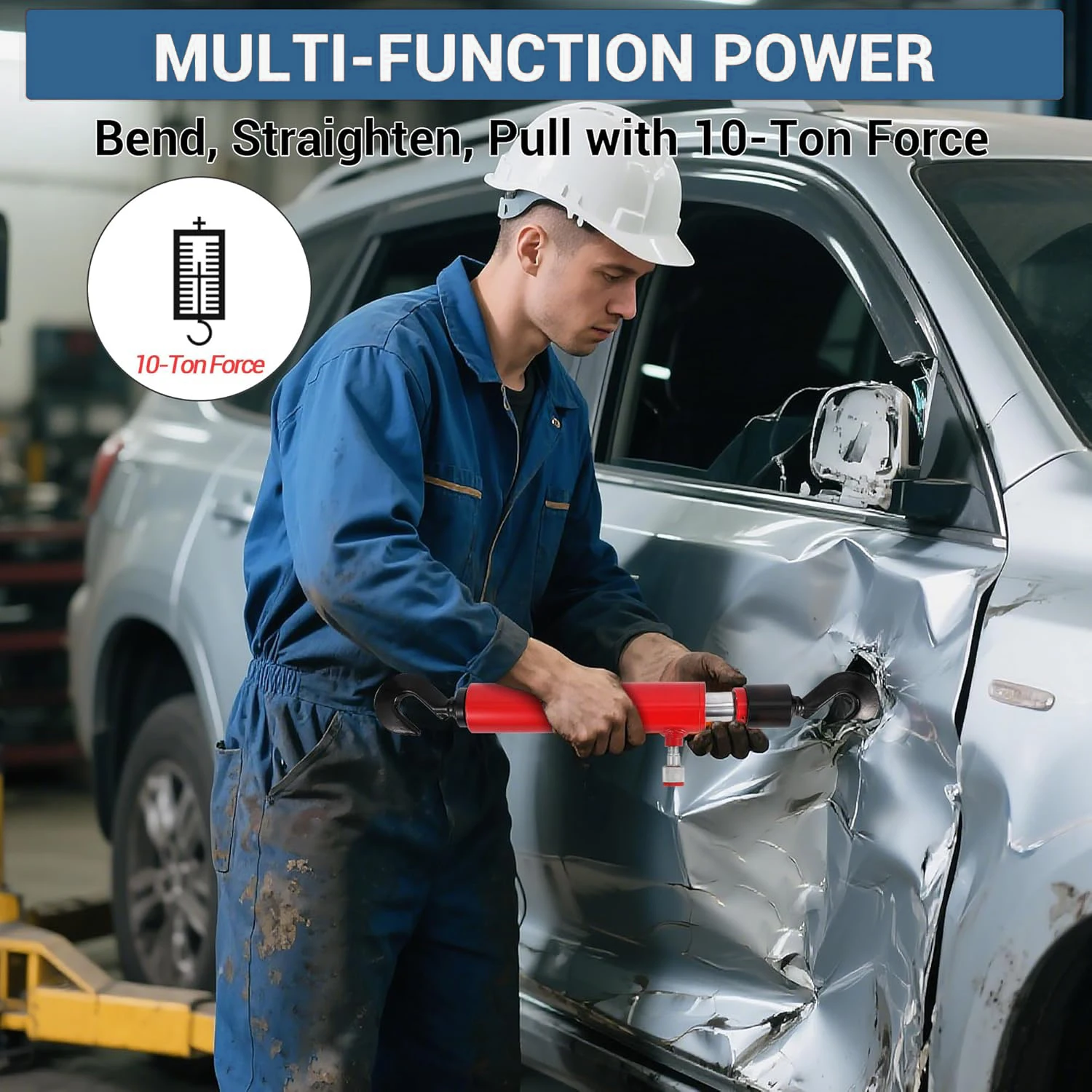 رام هيدروليكي قابل للسحب للخلف 10 طن 26 بوصة، أسطوانة شداد هيدروليكية مع خطاف لمتجر هيكل آلة إطار الطاقة #6