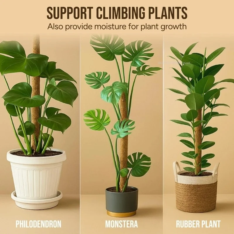 Biegbare Moosstange für Pflanzen Kokosfaser Monstera Pflanzenstütze Handgefertigte Kletterhilfe DIY Gartenzubehör – Detail 7