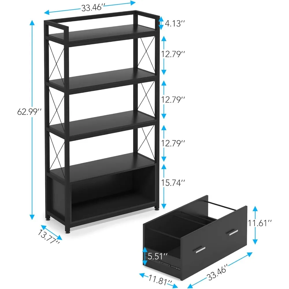 Tribesigns File Cabinet with Drawer, Vertical Lateral Filing Cabinet, Free Standing Storage Cabinet, Letter Size/A4 Size File