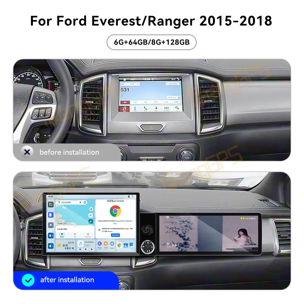 13.1 Inch Screen Car Radio For Ford Everest Ranger 2015-2018 Android Auto GPS Navigation Multimedia Stereo Receiver Head Unit
