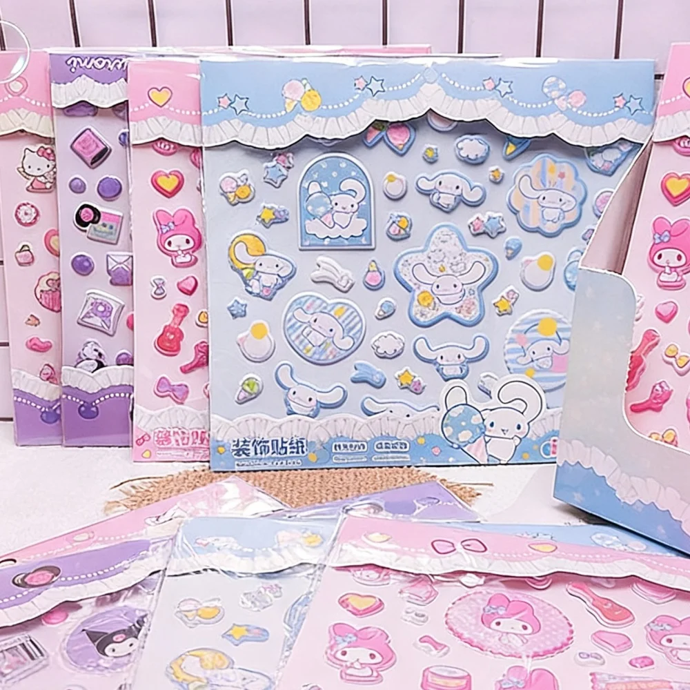 

Оригинальные наклейки Sanrio: мультяшные стикеры Hello Kitty, Kuromi, Melody для декора планеров, кружек, телефонов, велосипедов, гитар. Подарок для девочек.