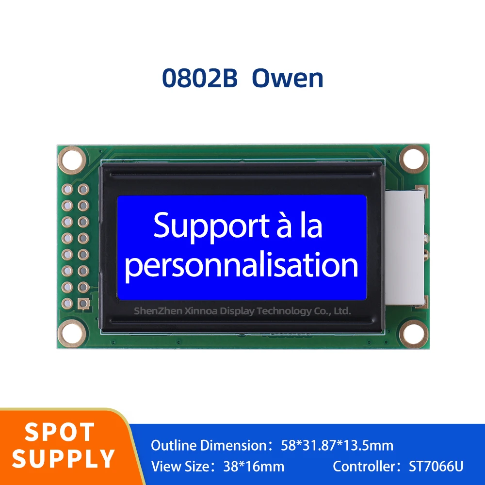 8*2-Character LCD Screen COB LCD Module 2X8 LCD 1.2 Inches Blue Film White Letters European 0802B Character Dot Matrix Screen