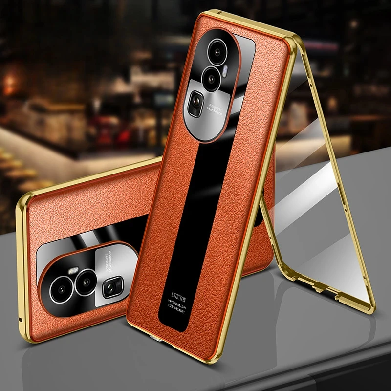 For OPPO Reno 10 Pro Plus Case Magnetic Glass 360° Full Protection Protective Back Cover For Reno10 10Pro+ Leather Shell