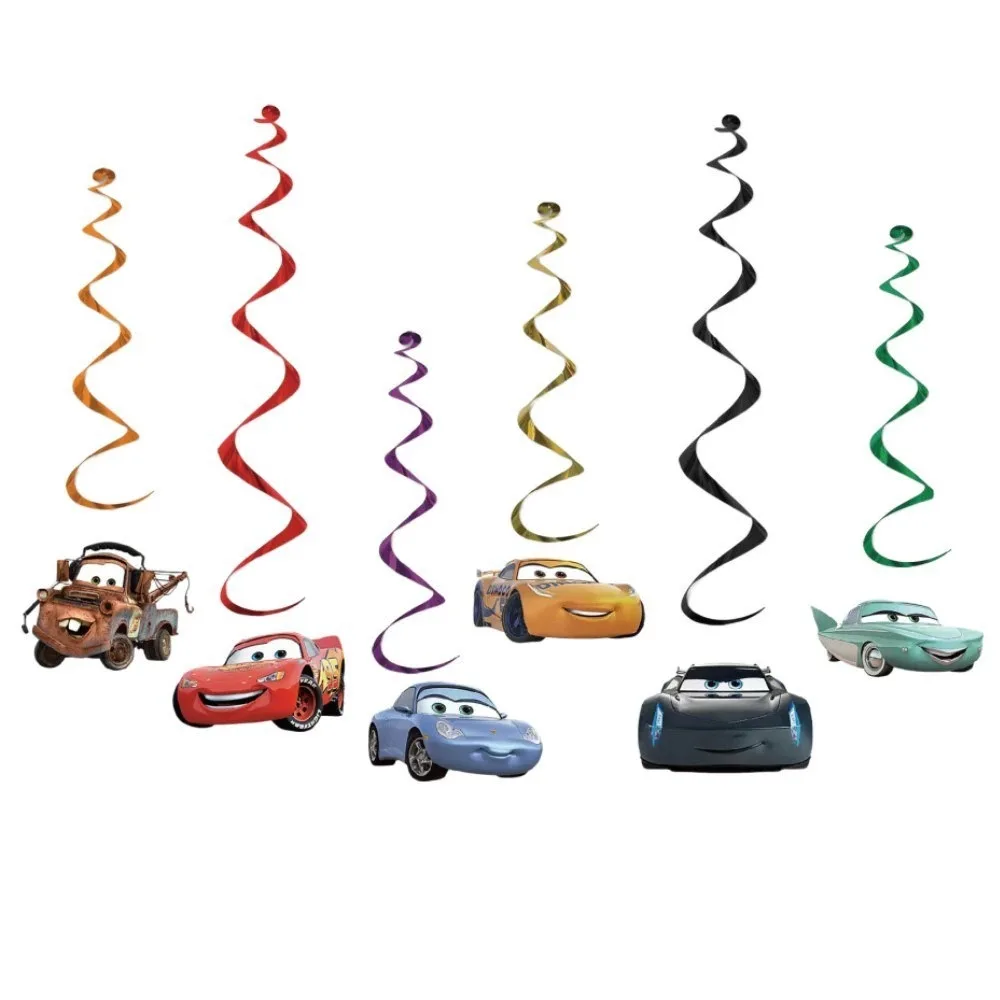 Cartoon Rode Auto Thema Kinder Verjaardagsfeest Decoratie Wegwerp Servies Cartoon Auto Vlaggen Hangende Decoraties Placemats