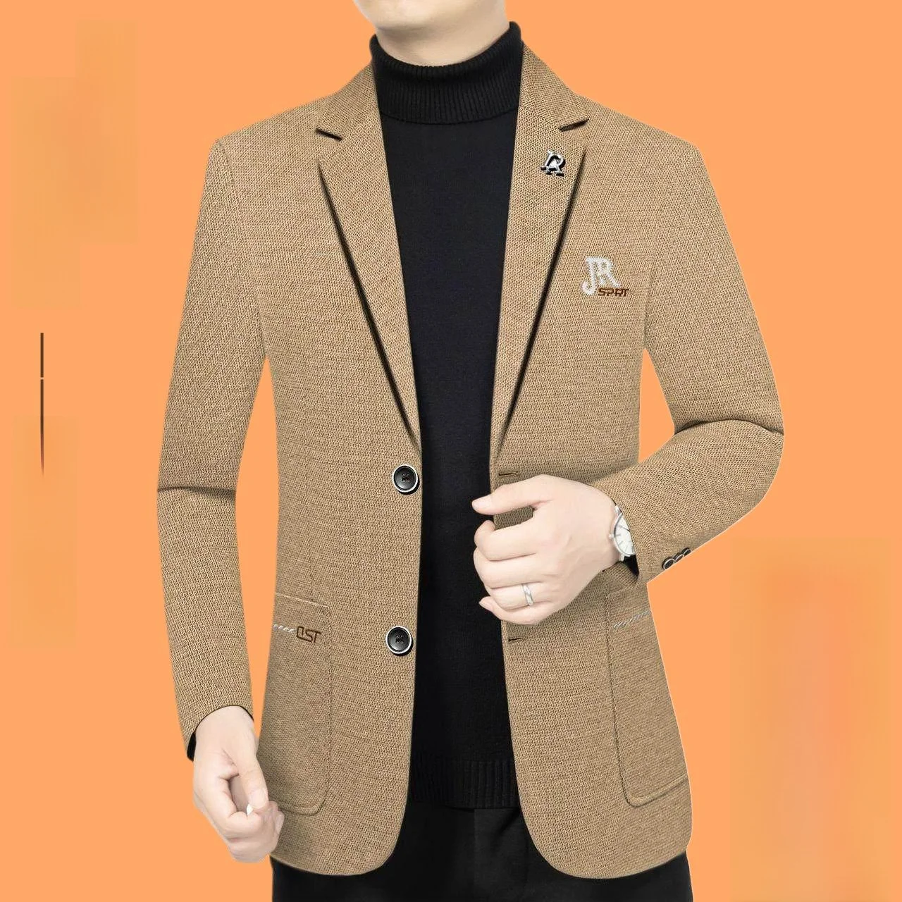 

Autumnal Men's Woolen Suit Jacket Casual Business Style Mid-young Men's Single-breasted Coat Long Sleeve Two Buttons