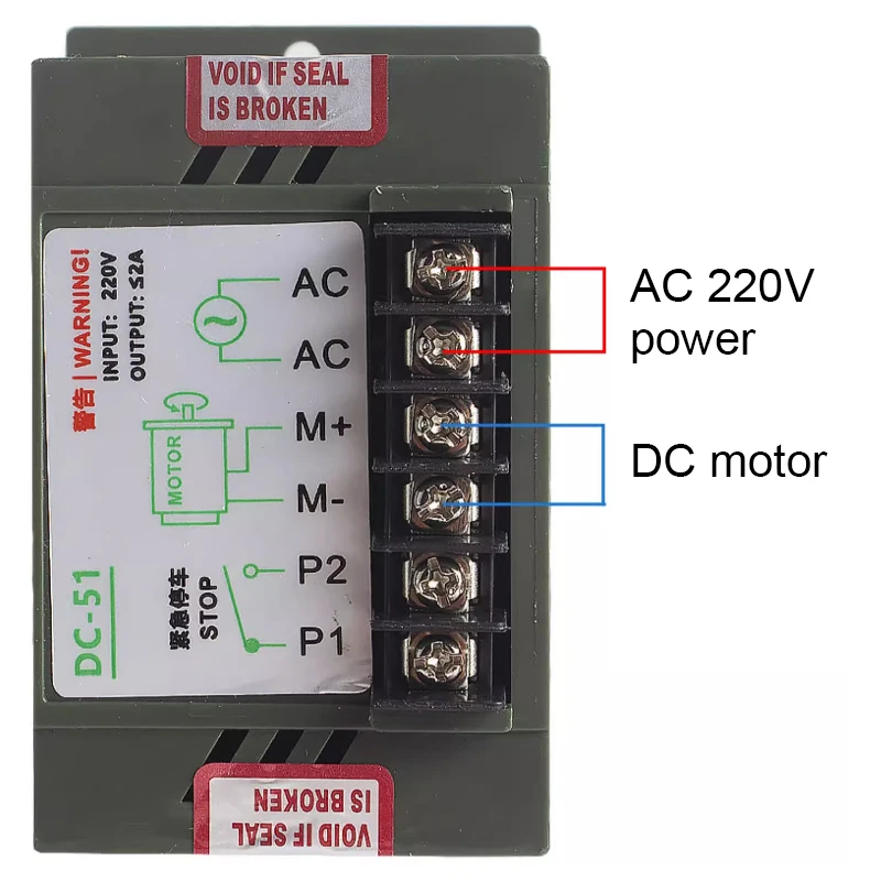 DC 24V 90V 110V 220V 2A Brush Motor Controller Speed Regulation Input AC220V with stop control terminal