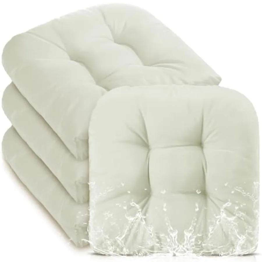 

4 Pcs Outdoor Chair Cushions 18.9 x 18.9 Inch Waterproof Sun Protection Patio Furniture Overstuffed Seat Cushion Chair Pad with