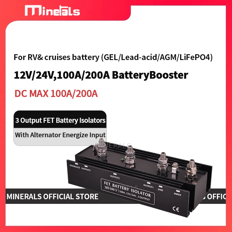 

Booster 12V 24V Generator isolation DC charger 12V/24V 100A/200A 3 Output FET Battery Isolators With Alternator Energize Input