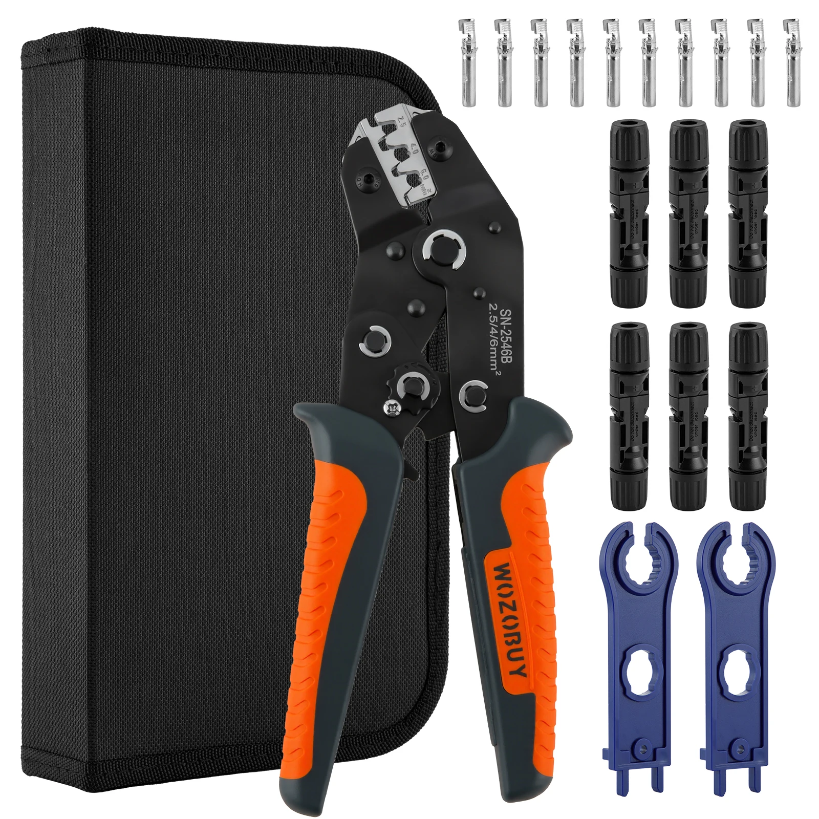 Solar PV Panel Crimping Tool Kit, 2.5/4/6mm² Crimper for Solar Panel Cables Connectors - New Ergonomic Anti-Slip Handle - SN-254