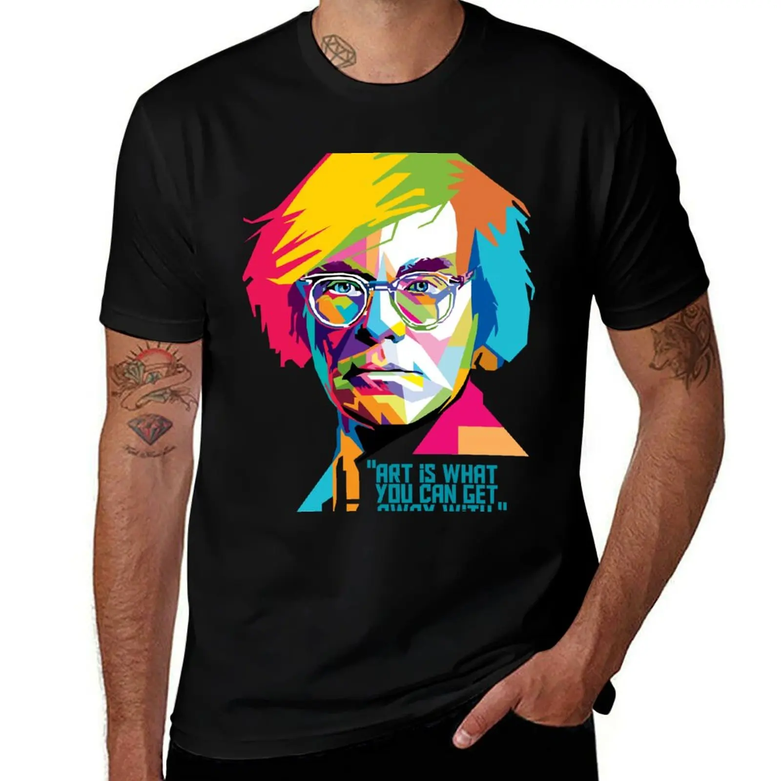

Andy Warhol in Posters Pop Art (WPAP) T-Shirt hippie clothes Aesthetic clothing slim fit t shirts for men