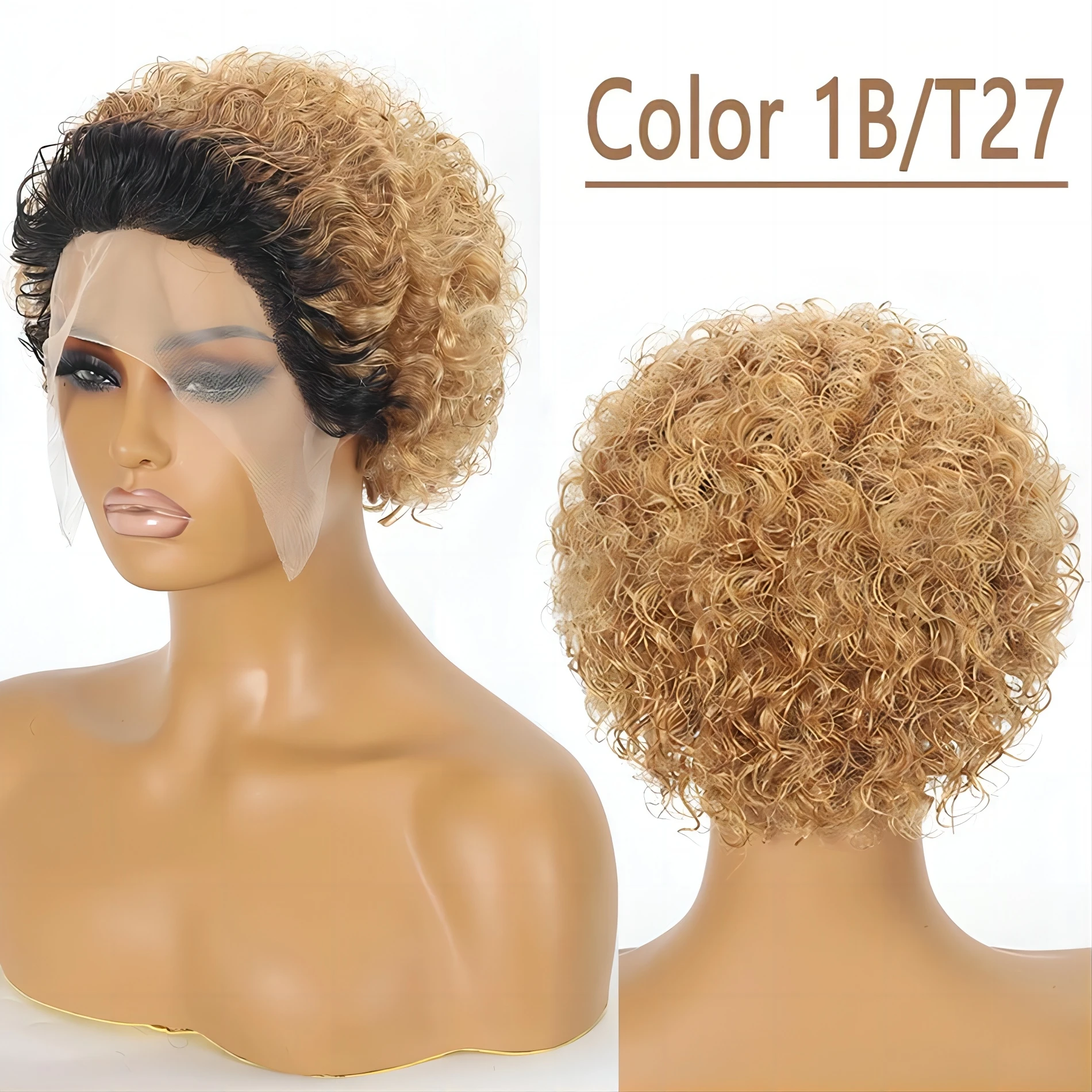 Human Hair Wigs Short Pixie Cut Wigs Kinky Curly Bob HD Transparent 13x1 Lace Frontal Wigs For Black Women 250 Density Perruque