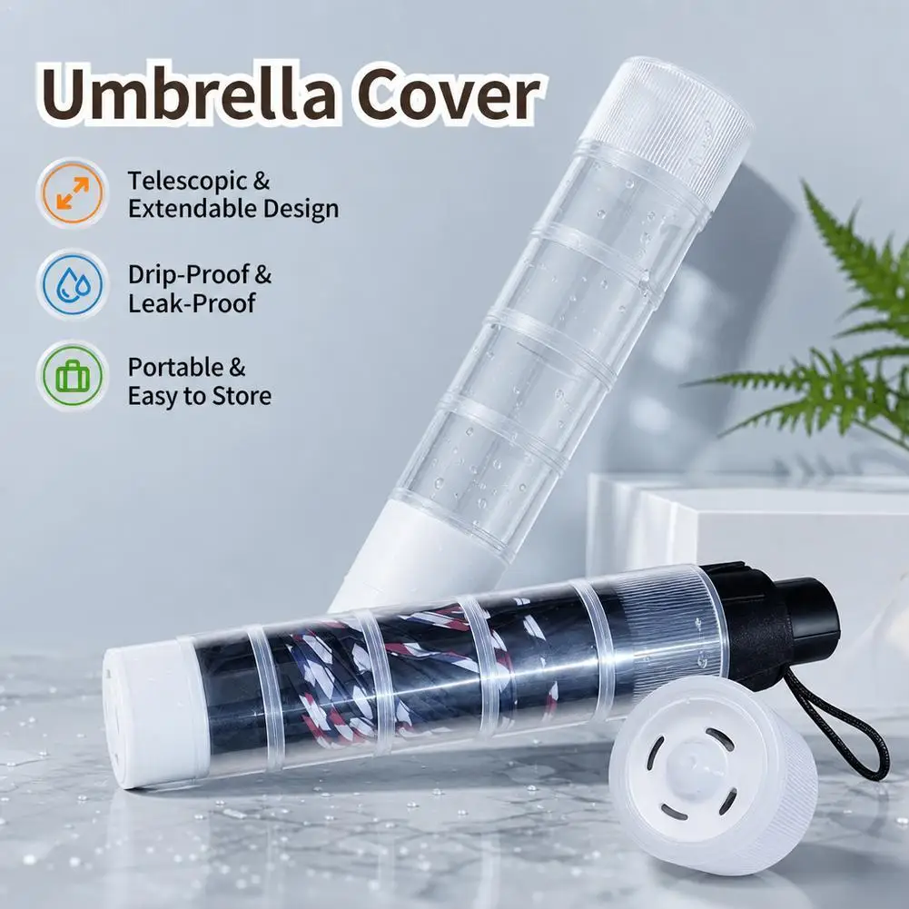 Waterproof Folding Umbrella Cover Telescopic Storage Case Portable Non-Dripping Umbrella Accessories for Travel