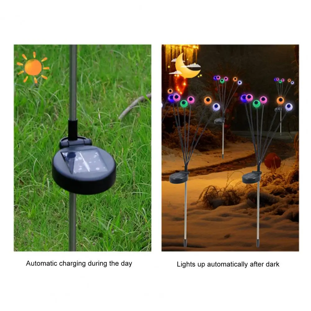 Halloween Decoration Spooky Halloween Outdoor Decor Solar-powered Ghost Eyeball Stake Lights Bleeding Eyeballs Firefly for Yard