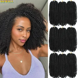 BEWILL 8 12 Inch Marlybob Crochet Hair Jerry Curl Natural Black Color Afro Passion Twist Synthetic Kinky Crochet Hair Extensions