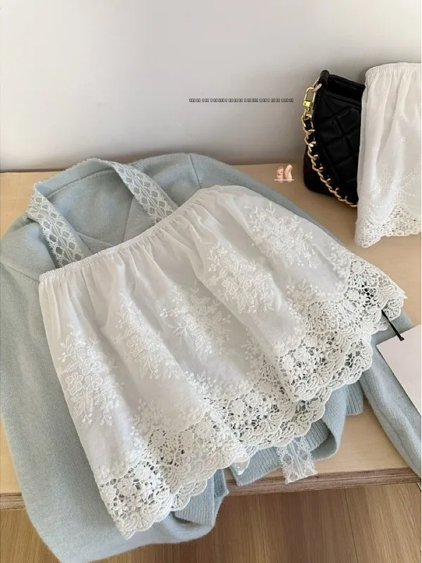 

Юбка женская летняя больших размеров с высокой талией, драпированная, кружевная, А-силуэта, для повседневной носки, подходит для любого типа фигуры, визуально стройнит