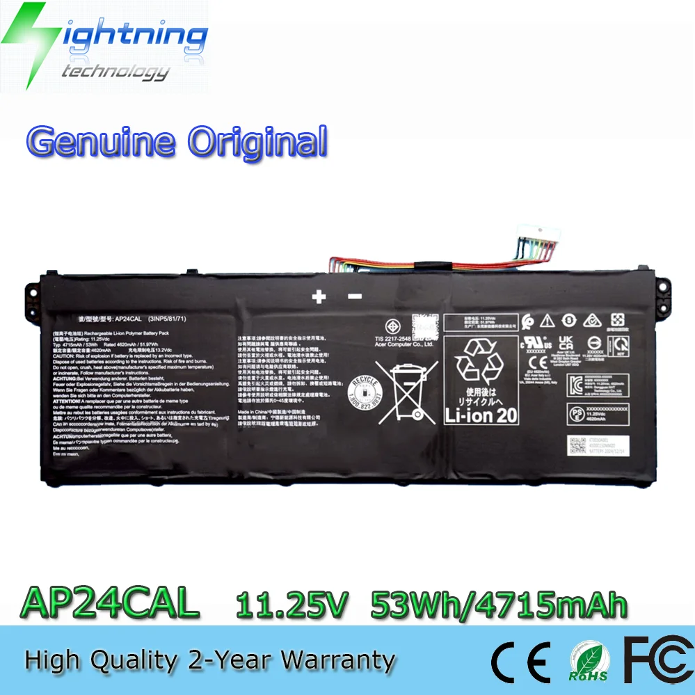 

Новая оригинальная батарея для ноутбука AP24CAL 11.25V 53Wh для Acer KT0030A001 31NP5/81/71 45000150MMZ0
