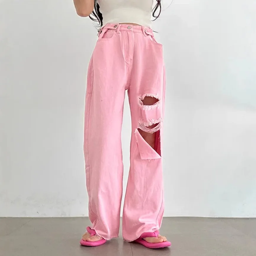 2025 New Korean Japan Spring Summer Stylish,High street trousers woman,high waist wide straight leg jeans,pants women